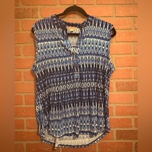 Dressbarn, Westport Sleeveless Blouse, Navy and White, XL